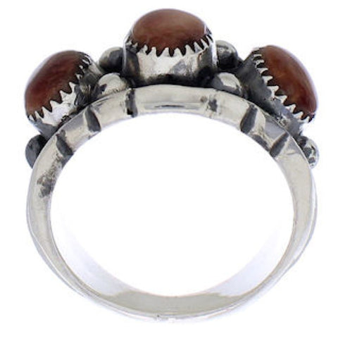 Authentic Sterling Silver Red Oyster Shell Ring Size 8-1/2 WX37152